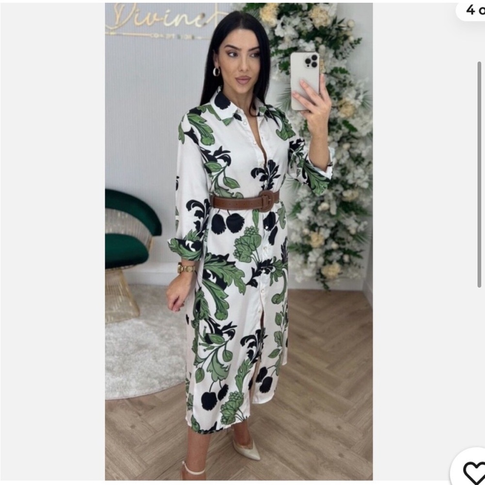 NWT BELTED PRINTED SHIRT DRESS